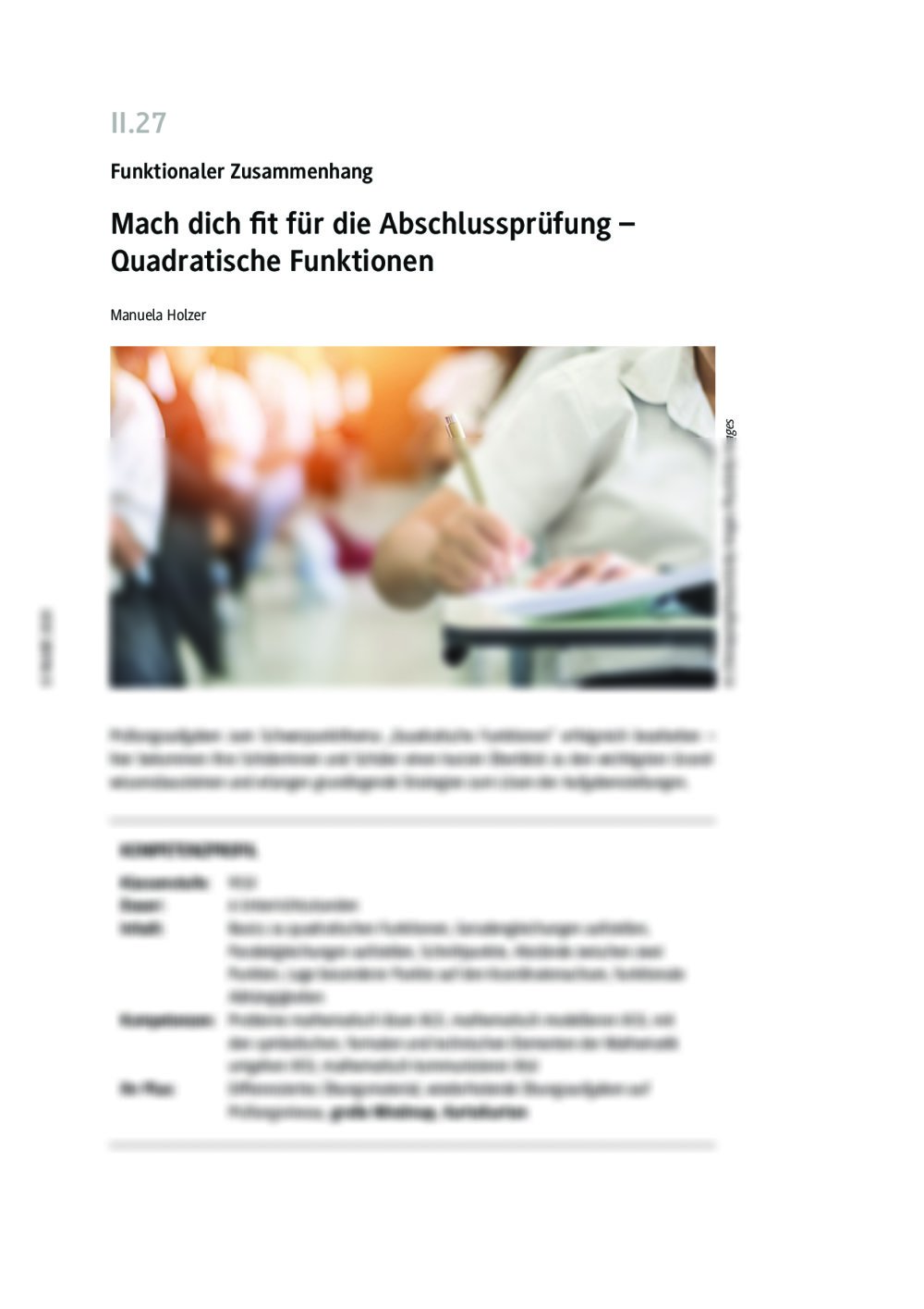 Mach dich fit für die Abschlussprüfung – Quadratische Funktionen - Seite 1