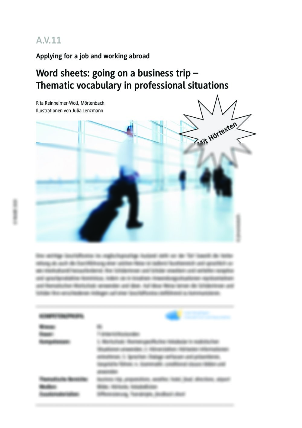 Word Sheets: going on a business trip - Seite 1