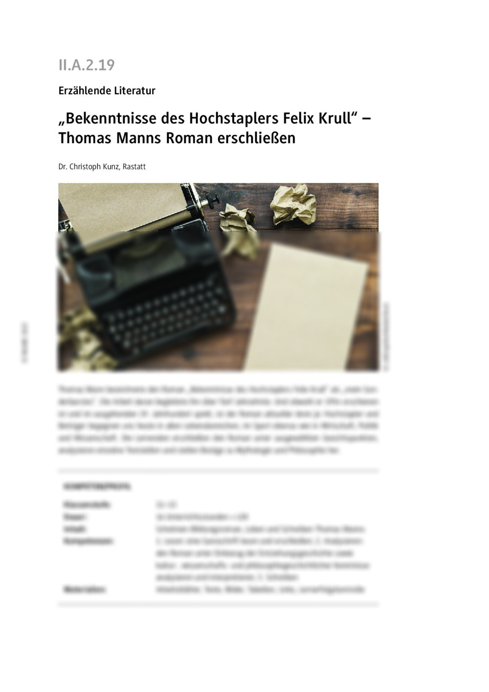 „Bekenntnisse des Hochstaplers Felix Krull“  - Seite 1