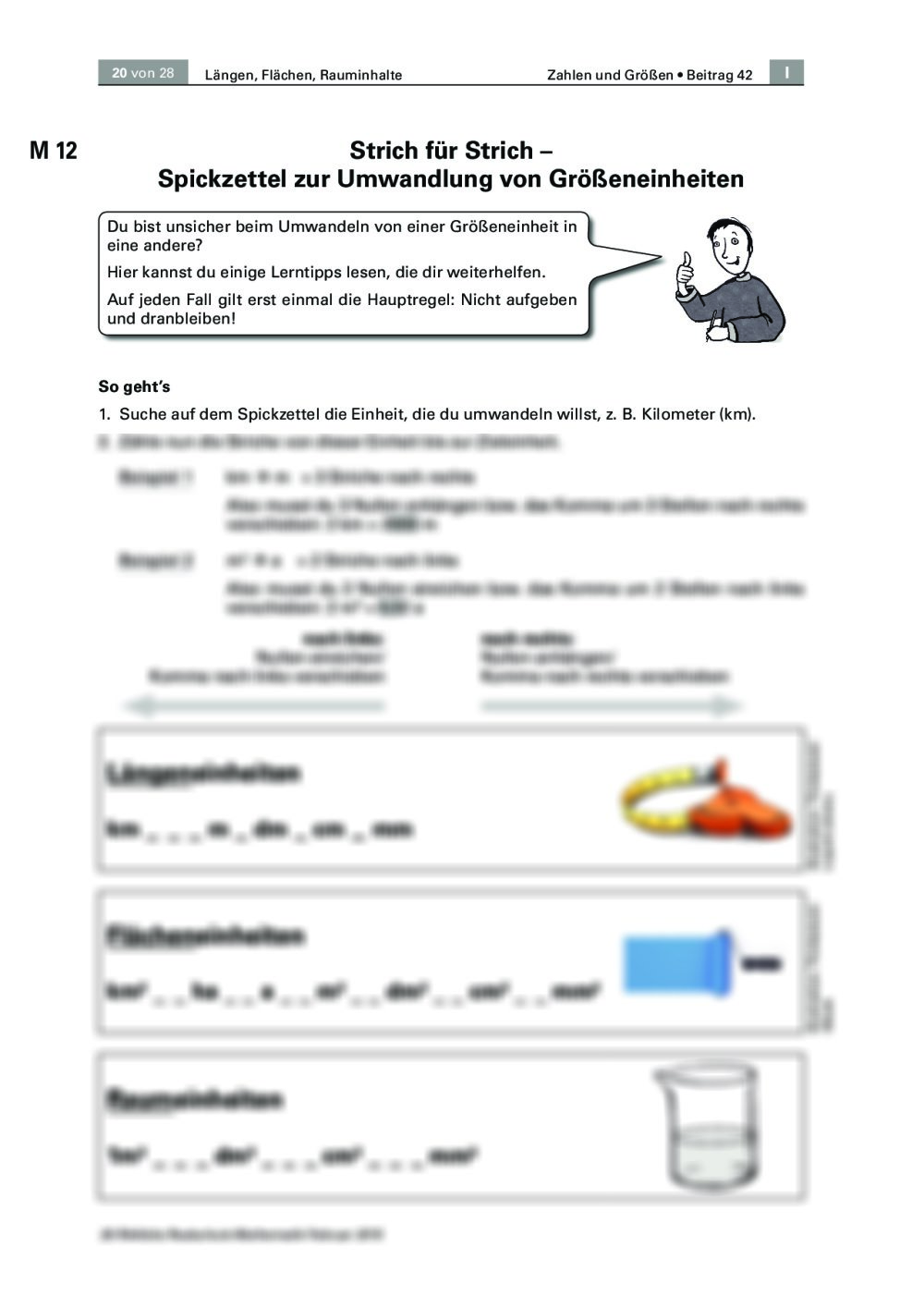 Größenvorstellungen zu Längen, Flächen und Rauminhalten aufbauen | RAAbits Online