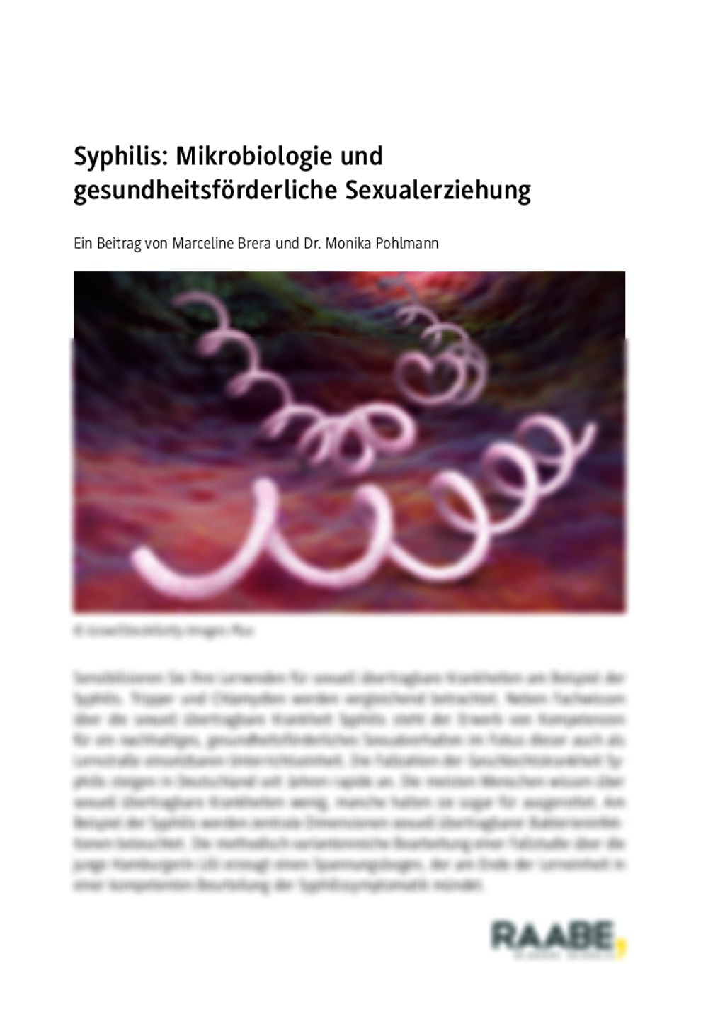 Syphilis: Mikrobiologie und gesundheitsförderliche Sexualerziehung - Seite 1