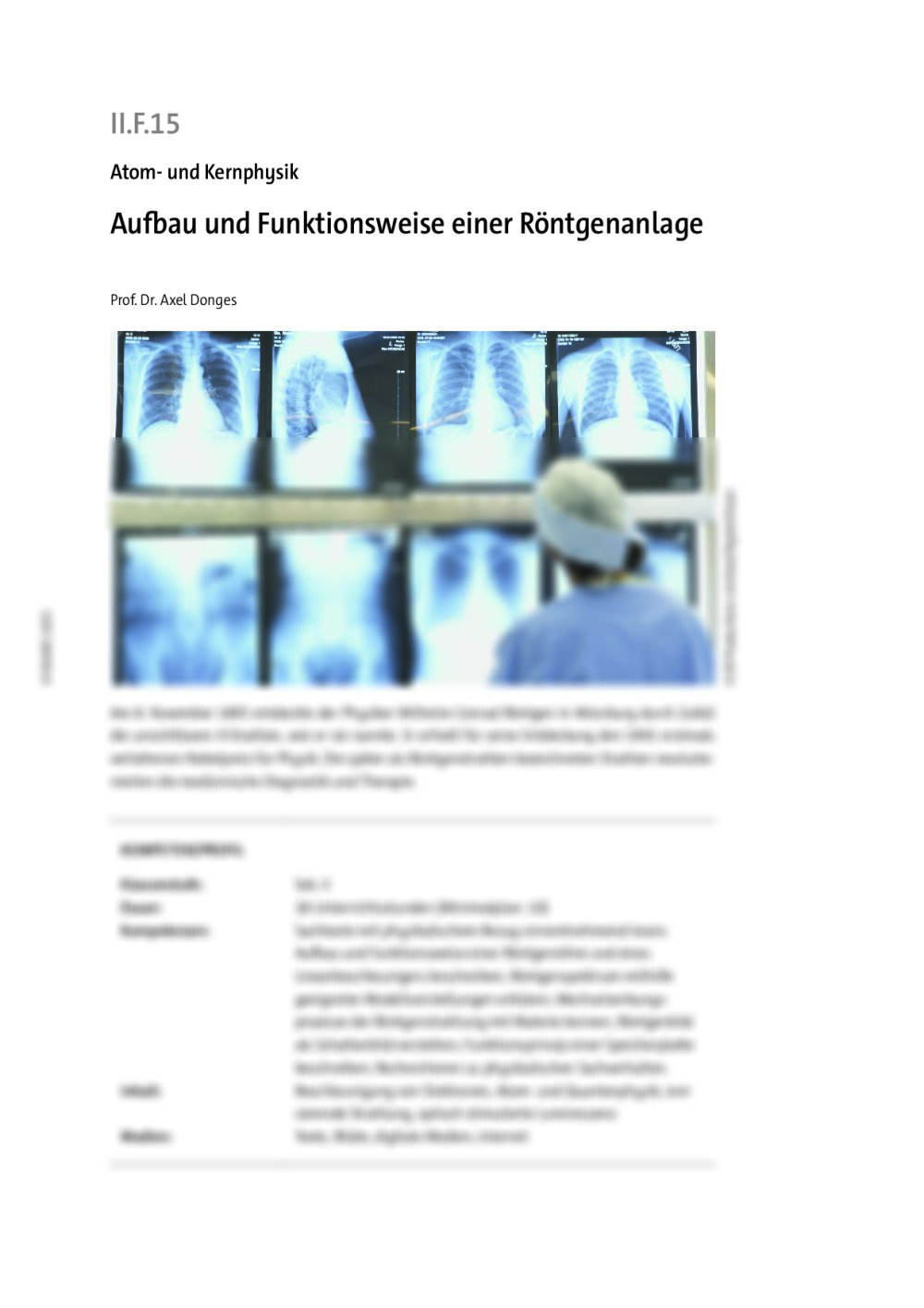 Aufbau und Funktionsweise einer Röntgenanlage  - Seite 1