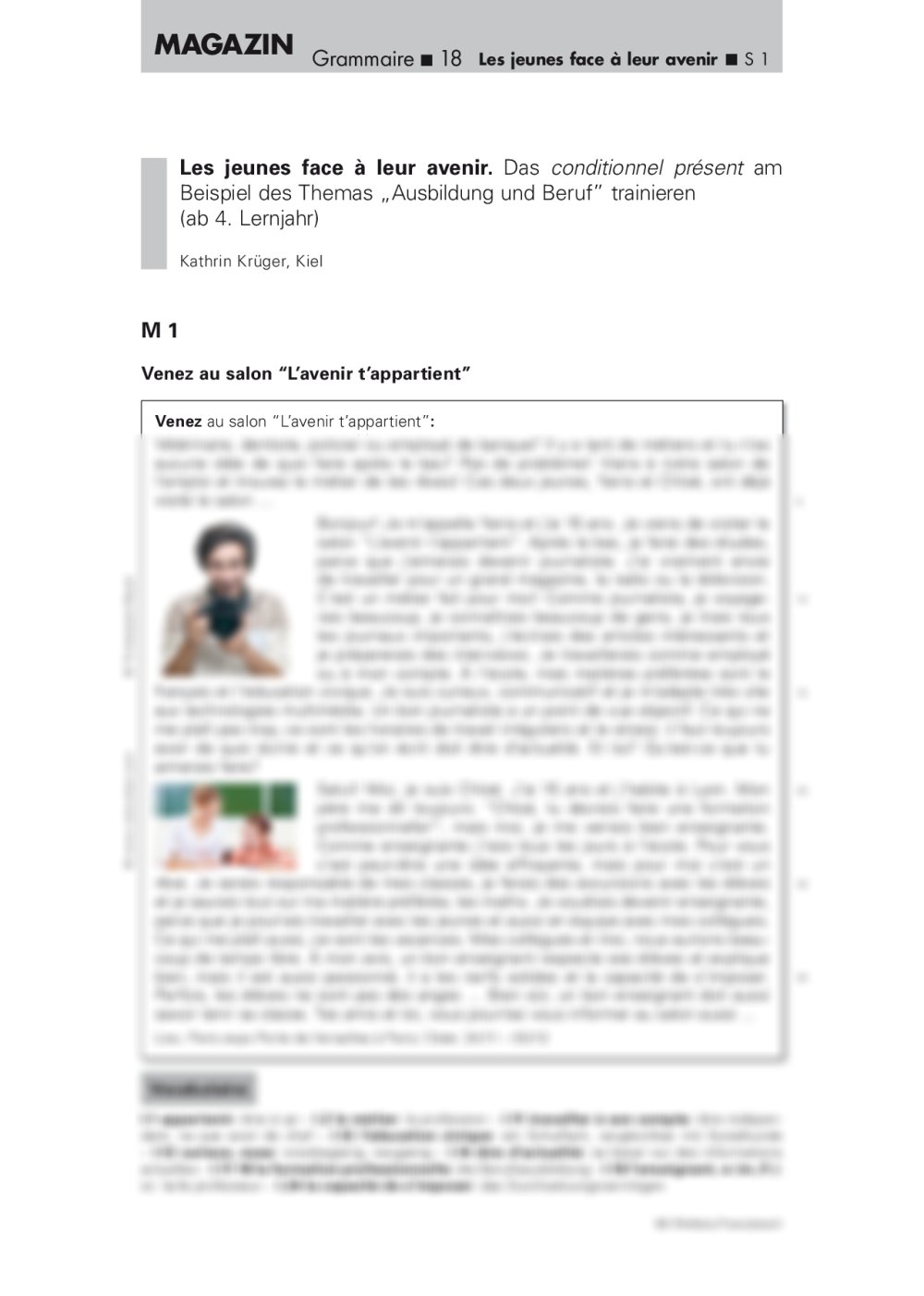 Das conditionnel présent am Beispiel des Themas „Ausbildung und Beruf“ trainieren - Seite 1
