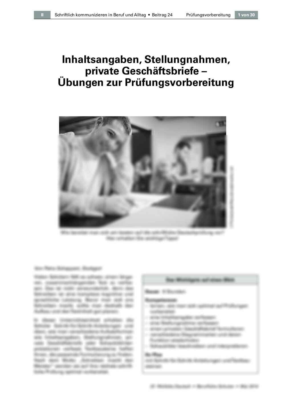 Inhaltsangaben, Stellungnahmen, private Geschäftsbriefe - Seite 1