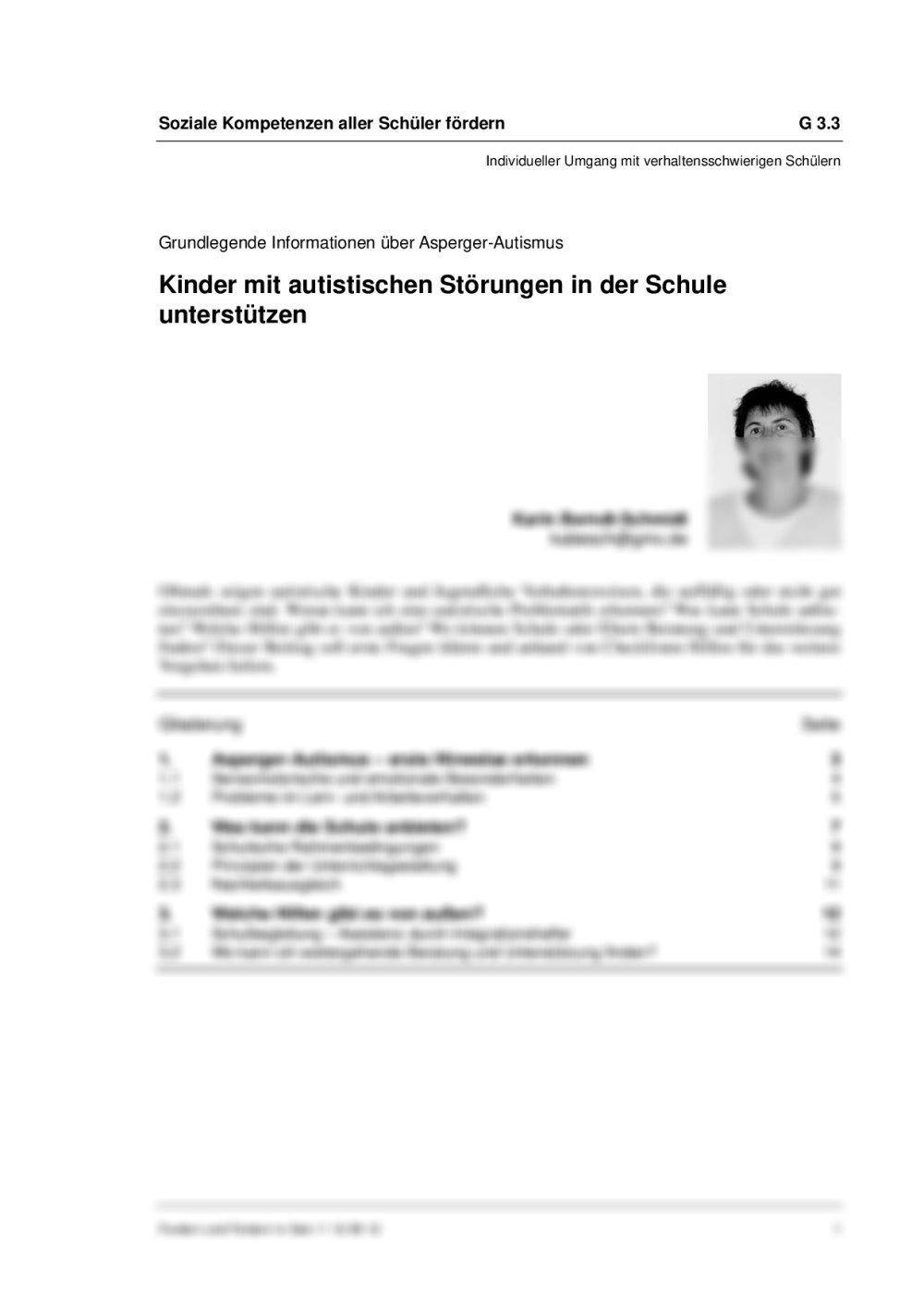 Kinder mit autistischen Störungen in der Schule unterstützen - Seite 1