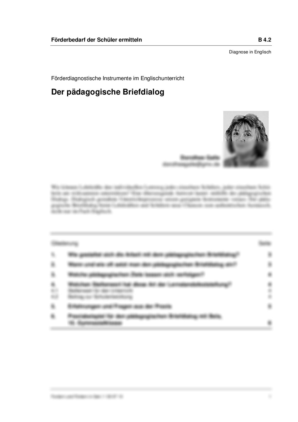 Förderdiagnostische Instrumente im Englischunterricht. Der pädagogische Briefdialog - Seite 1