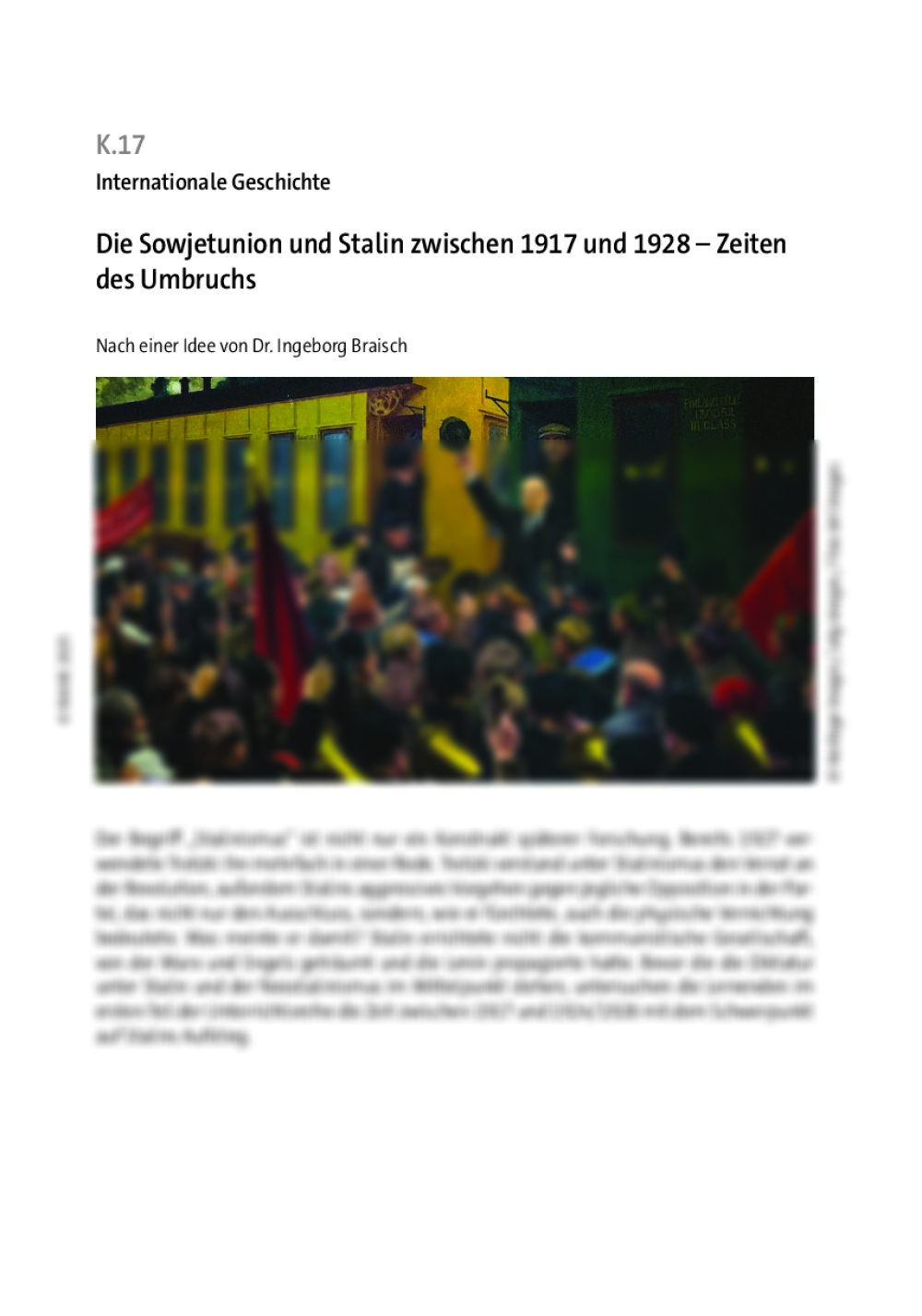 Die Sowjetunion und Stalin zwischen 1917 und 1928 - Seite 1