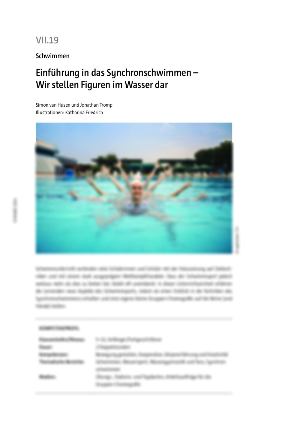 Einführung in das Synchronschwimmen  - Seite 1