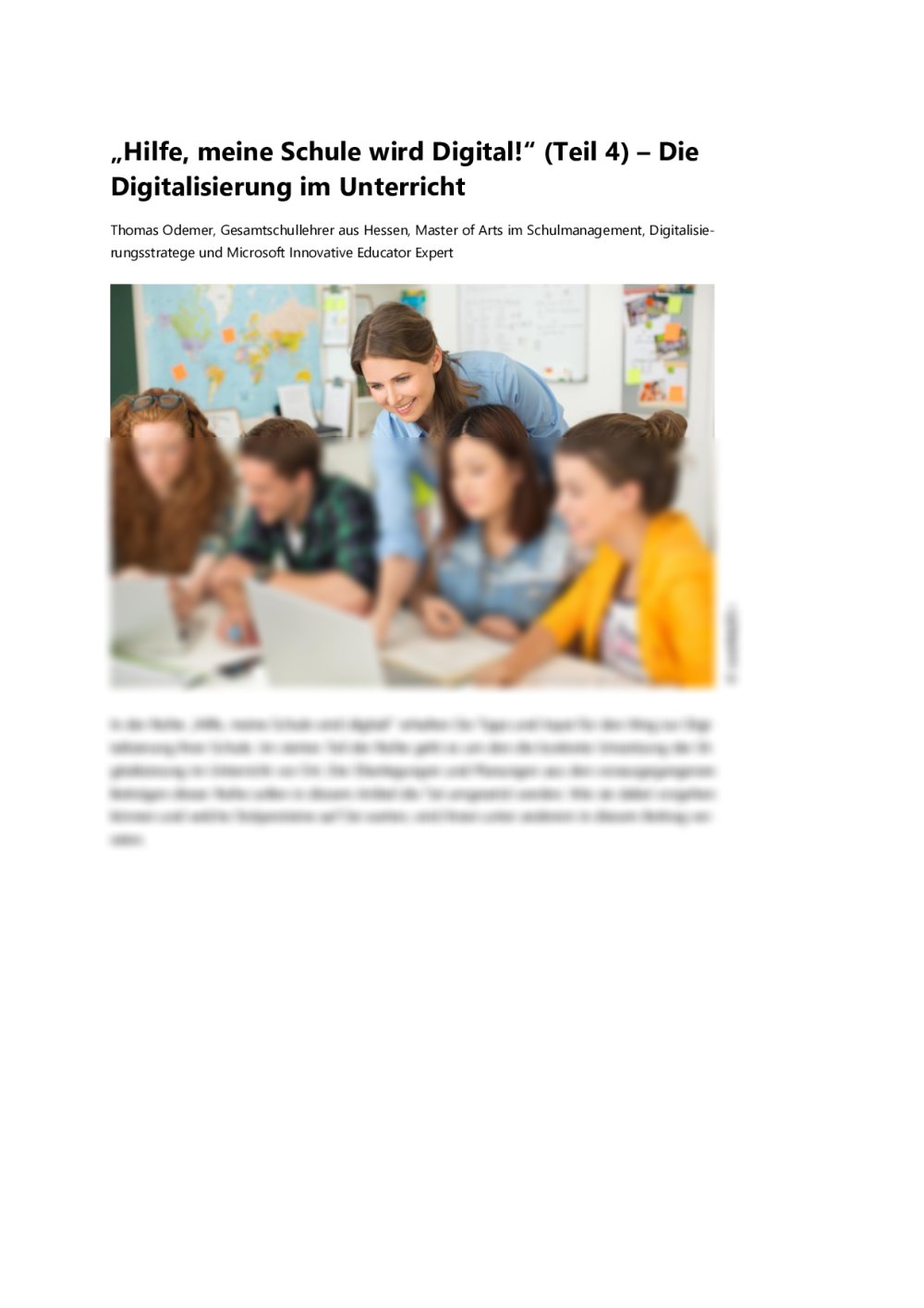 „Hilfe, meine Schule wird Digital!“ (Teil 4) – Die Digitalisierung  im Unterricht - Seite 1