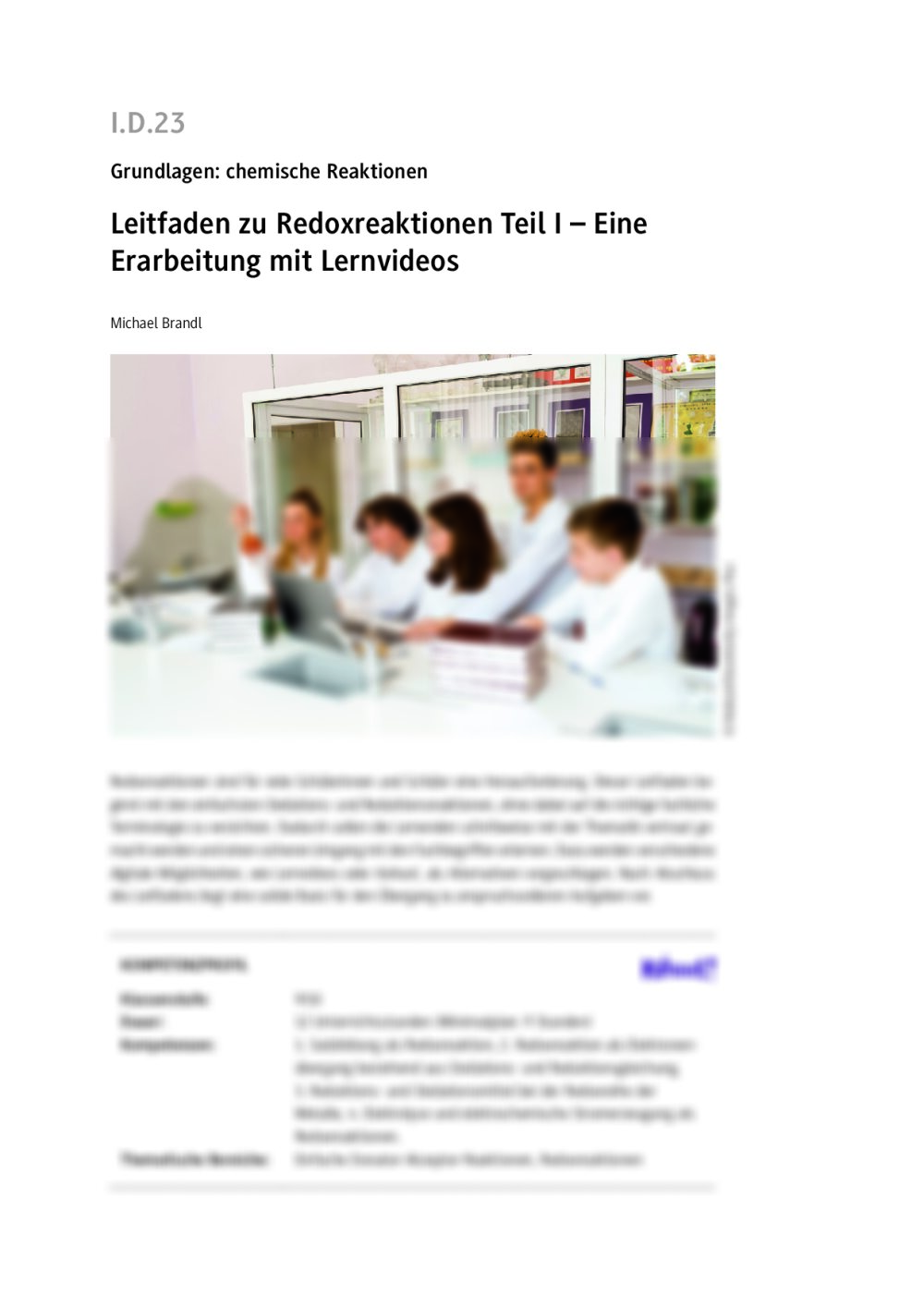 Leitfaden zu Redoxreaktionen Teil I - Seite 1