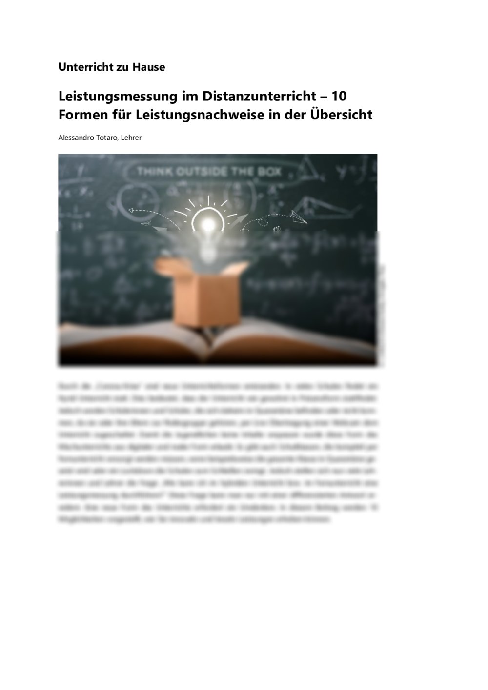 10 Möglichkeiten, Leistungen im Distanzunterricht zu messen - Seite 1