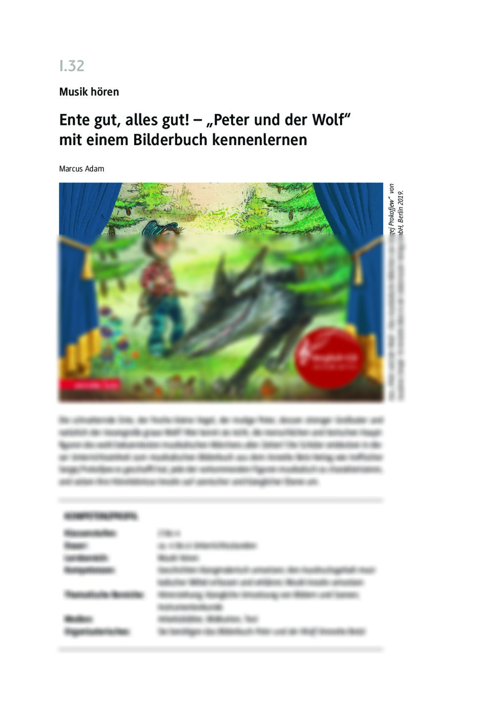 „Peter und der Wolf“ Bilderbuchgeschichte für die Grundschule - Seite 1