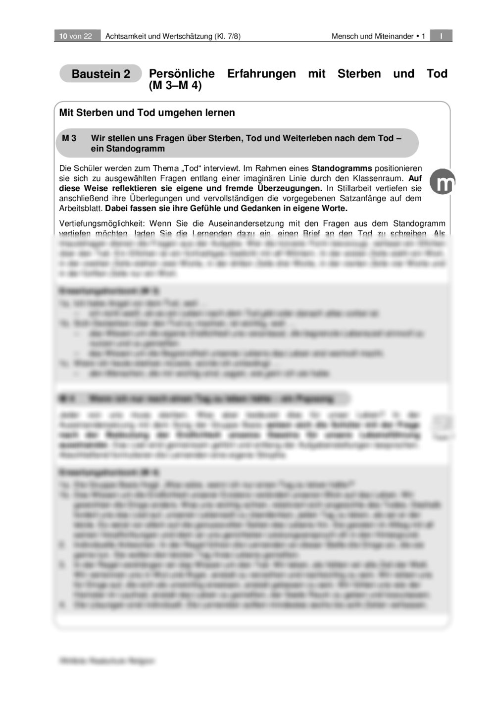 Tod Und Sterben Unterrichtsmaterial Pdf Über Sterben und Tod sprechen | RAAbits Online