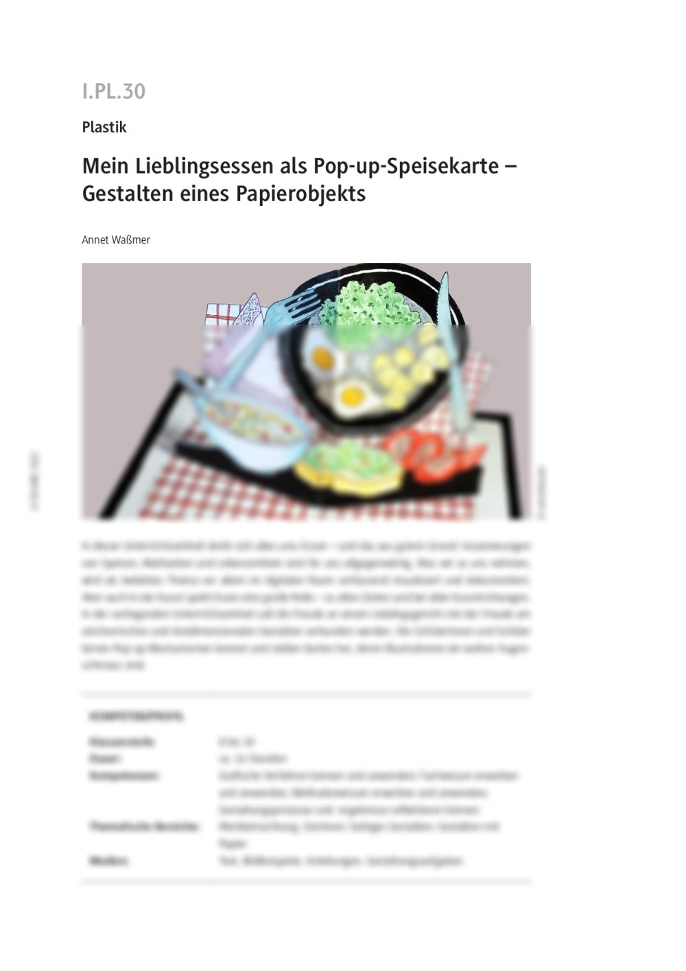 Mein Lieblingsessen als Pop-up-Speisekarte - Seite 1