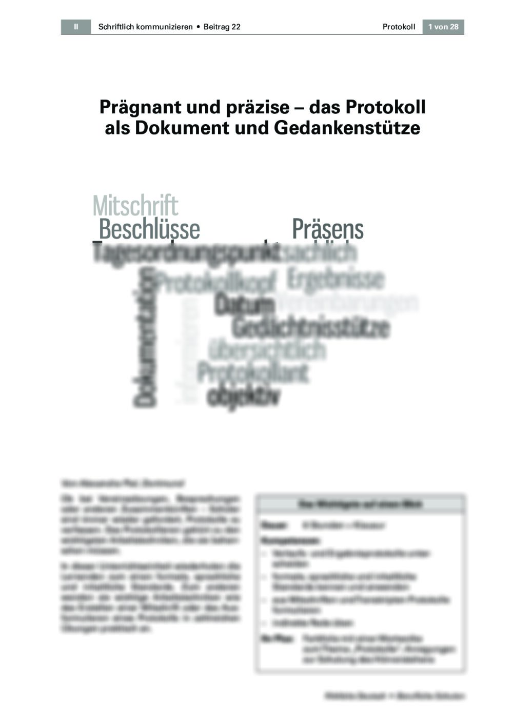 Das Protokoll als Dokument und Gedankenstütze - Seite 1