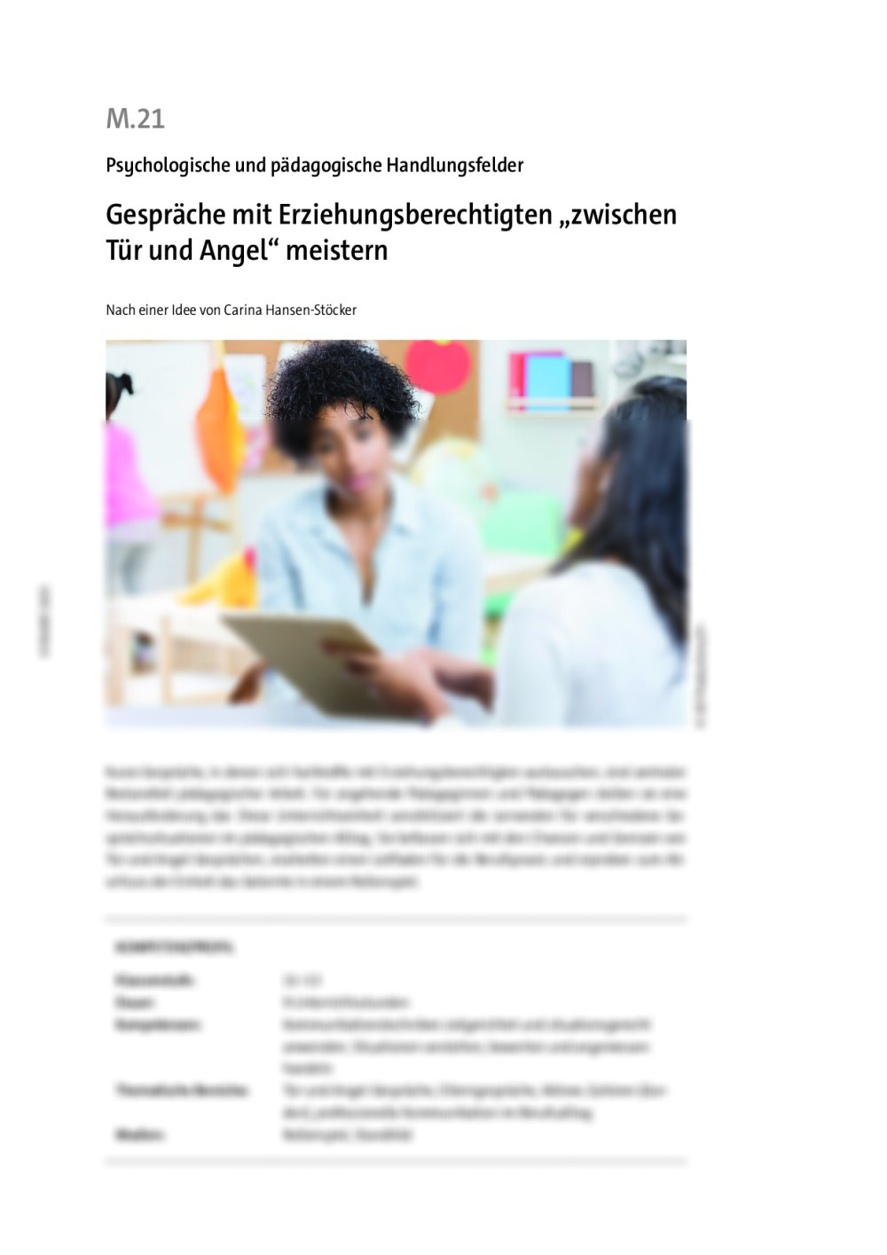 Gespräche mit Erziehungsberechtigten „zwischen Tür und Angel“ meistern - Seite 1