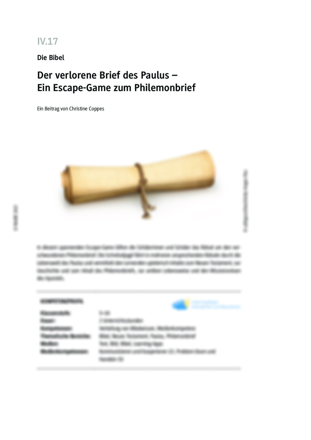 Der verlorene Brief des Paulus - Seite 1