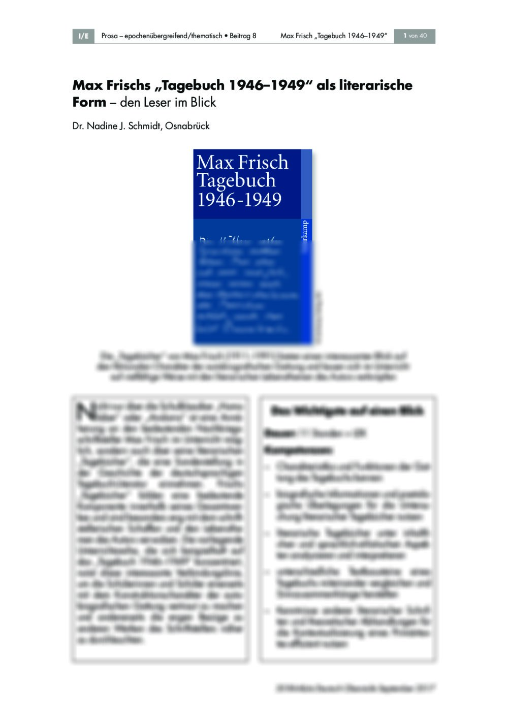 Max Frischs „Tagebuch 1946–1949“ als literarische Form - Seite 1
