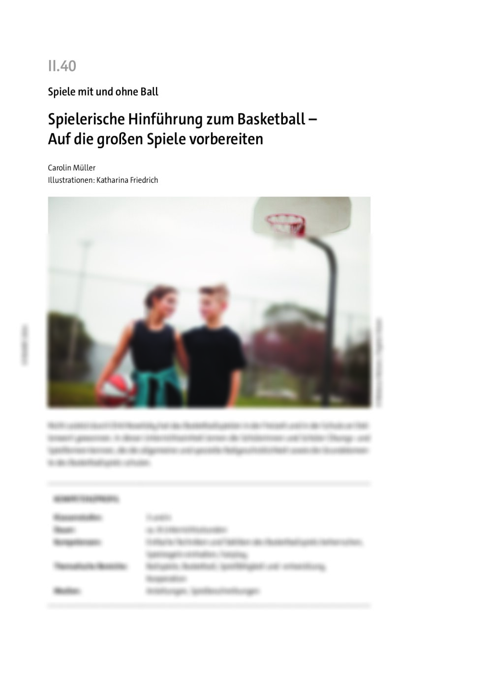 Spielerische Hinführung zum Basketball  - Seite 1