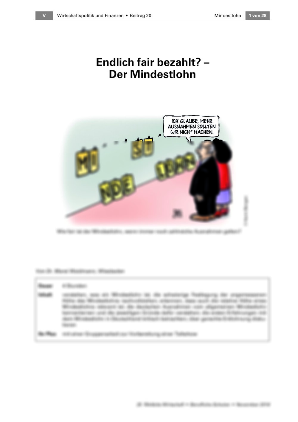 Der Mindestlohn - Seite 1