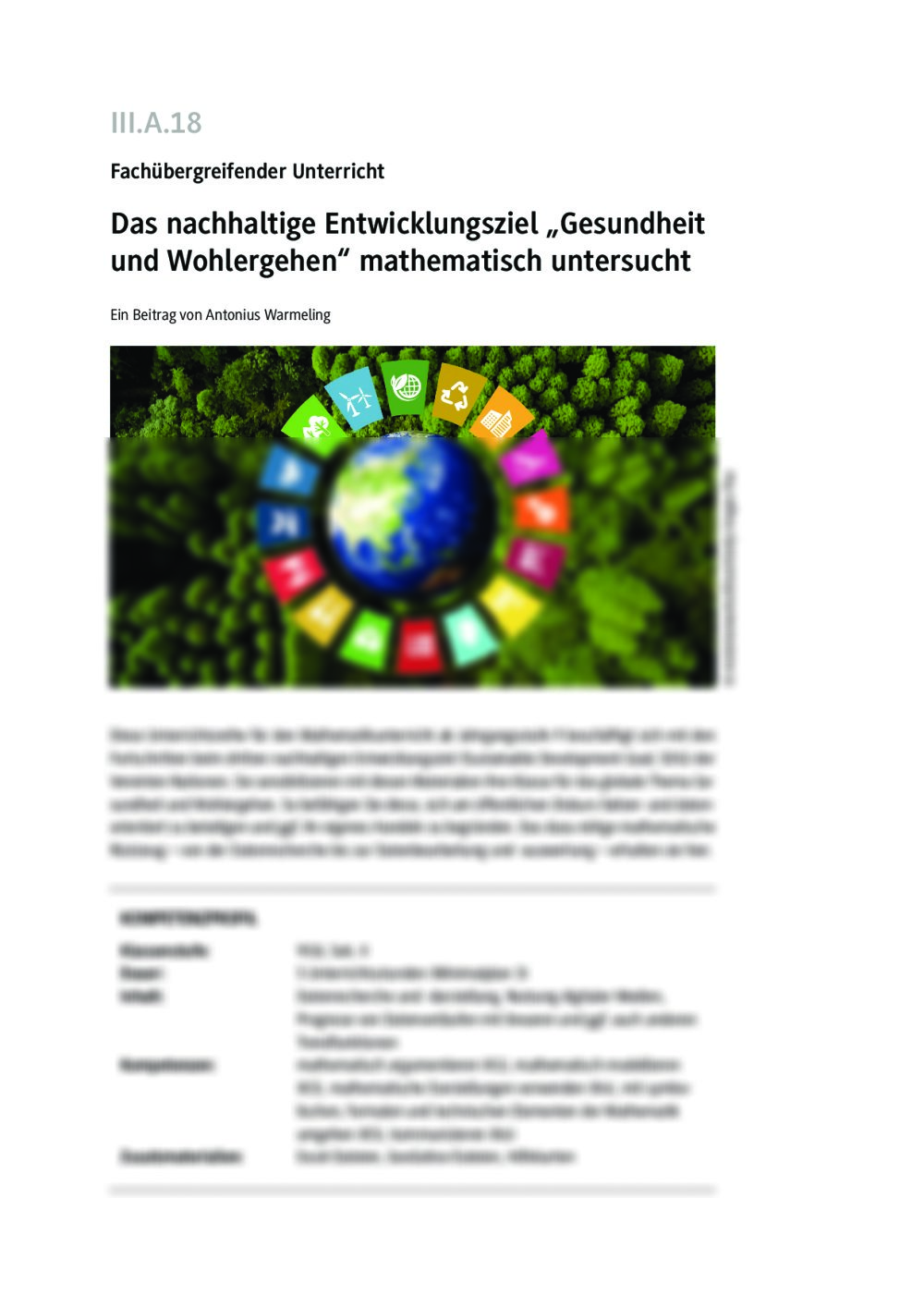 Das nachhaltige Entwicklungsziel Gesundheit und Wohlergehen - Seite 1