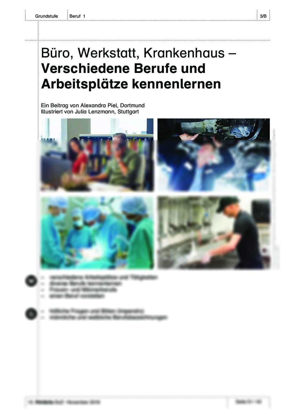 Verschiedene Berufe und Arbeitsplätze kennenlernen - Seite 1