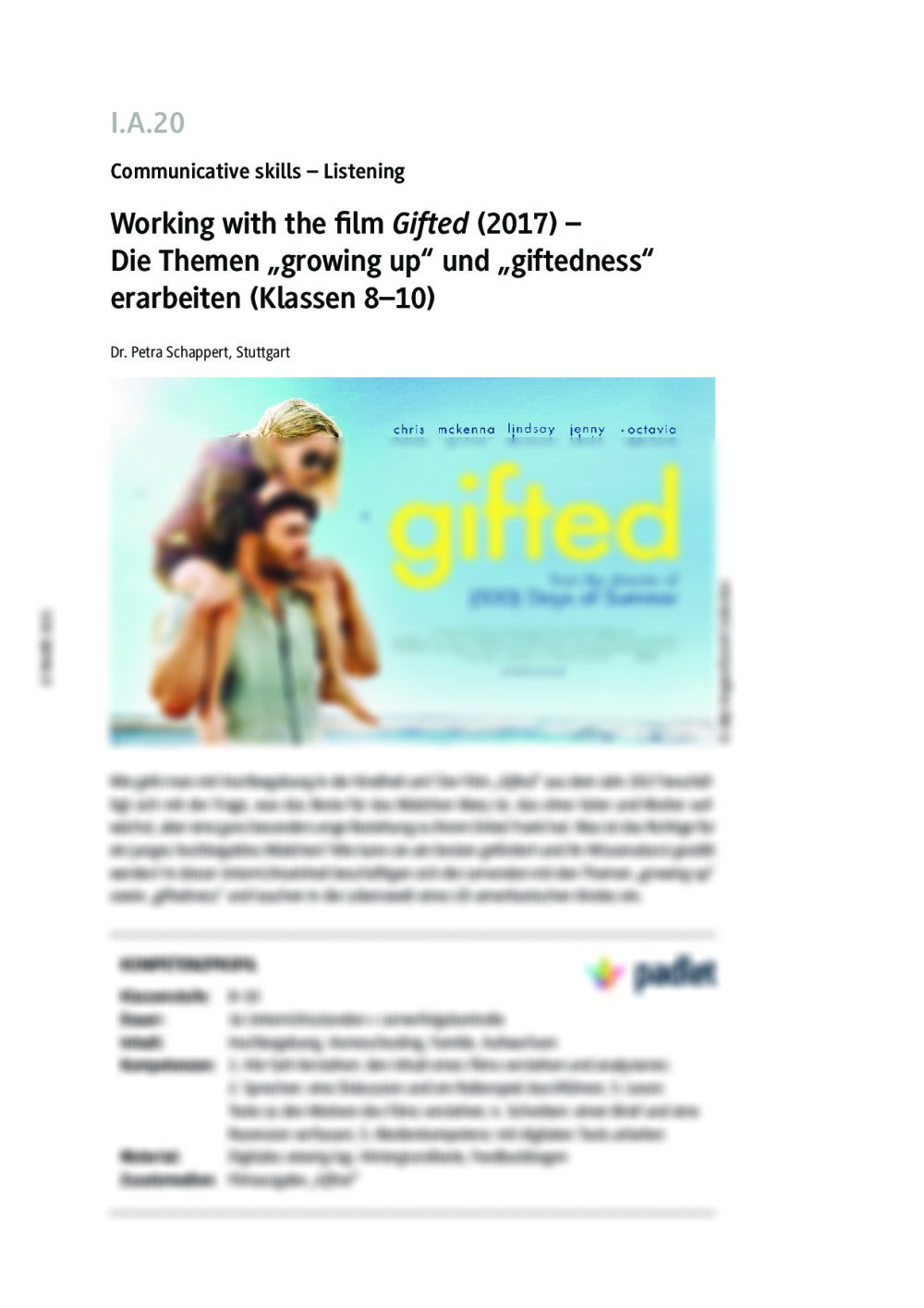 Working with the film "Gifted" (2017) - Seite 1