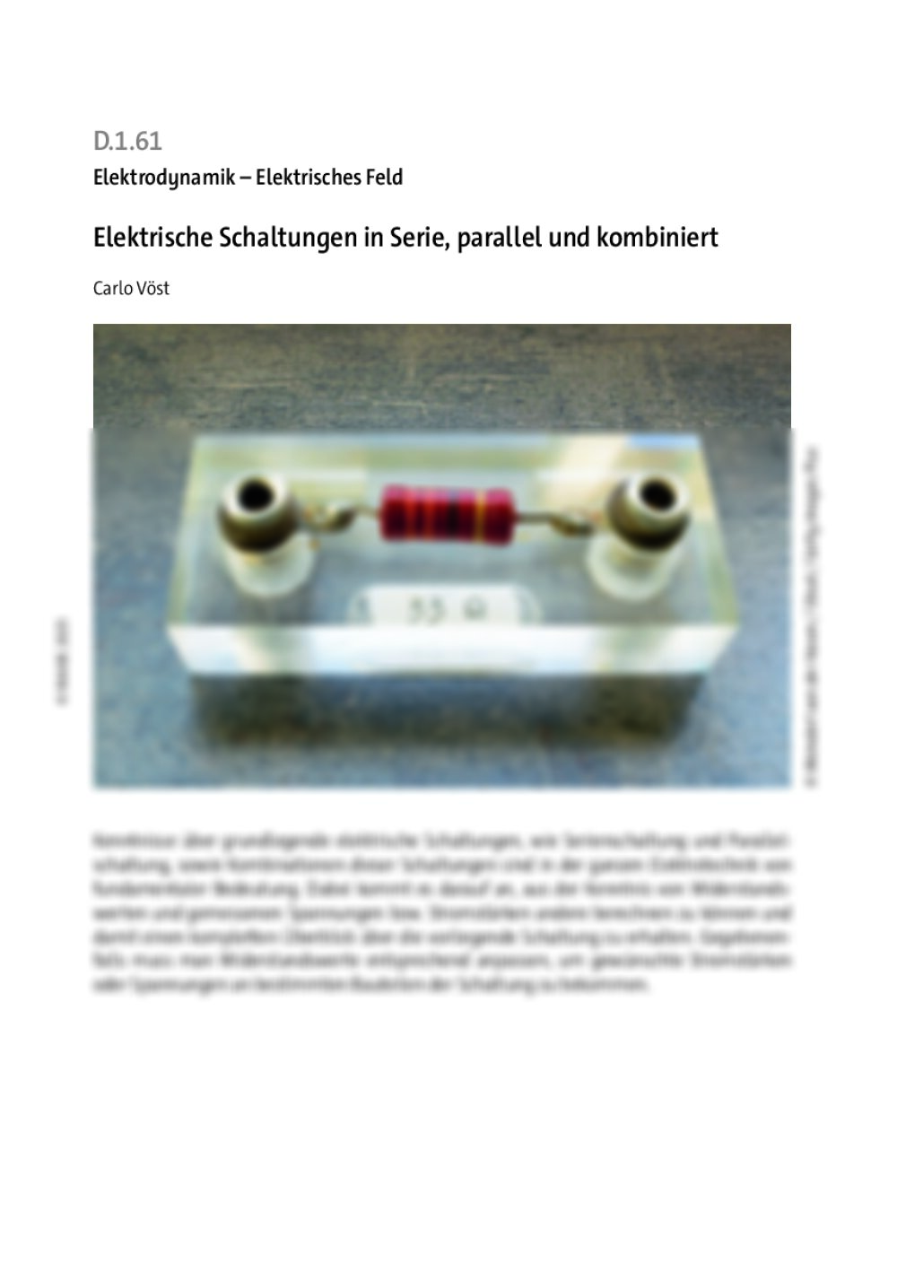 Elektrische Schaltungen in Serie, parallel und kombiniert - Seite 1