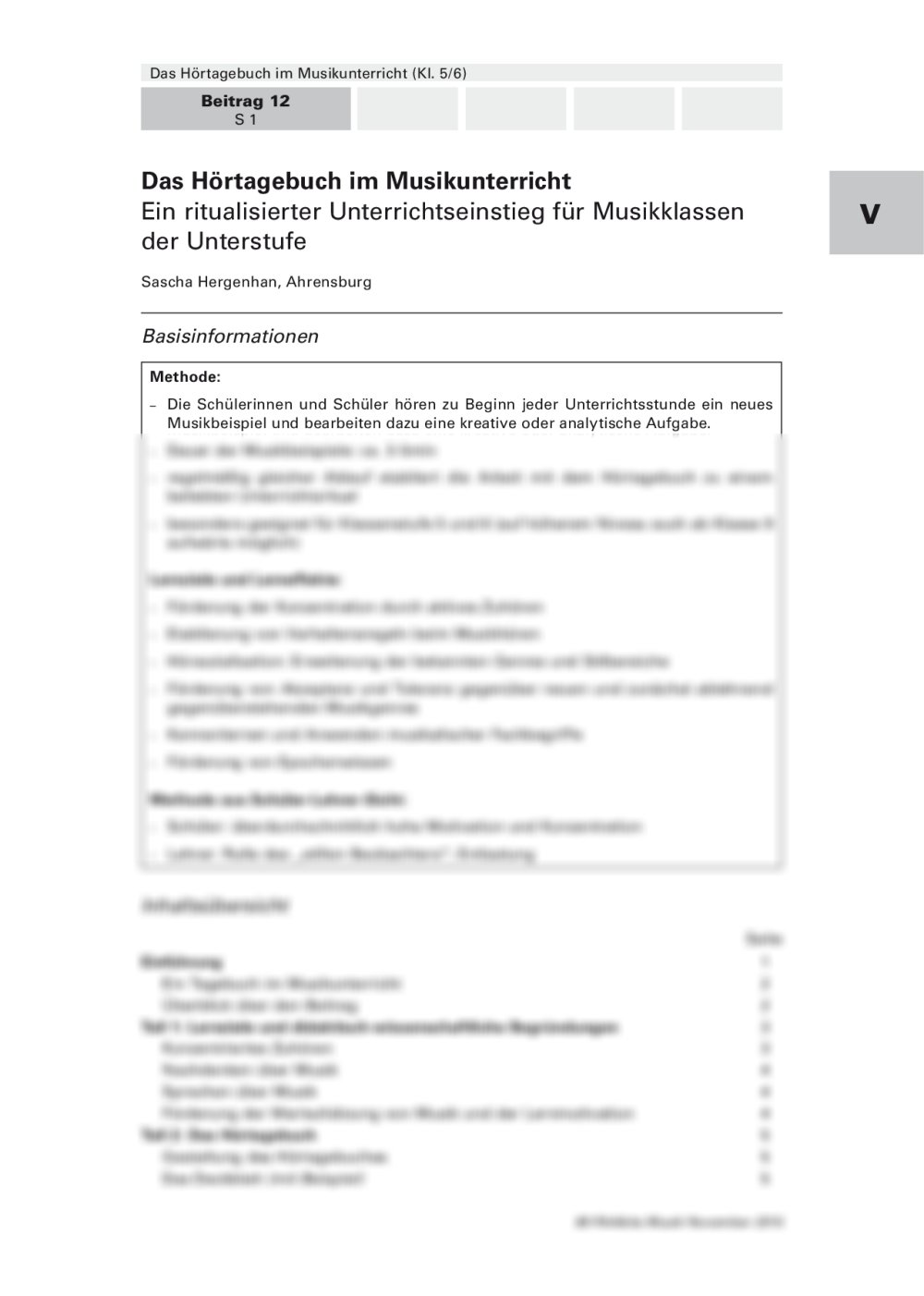 Das Hörtagebuch im Musikunterricht - Seite 1