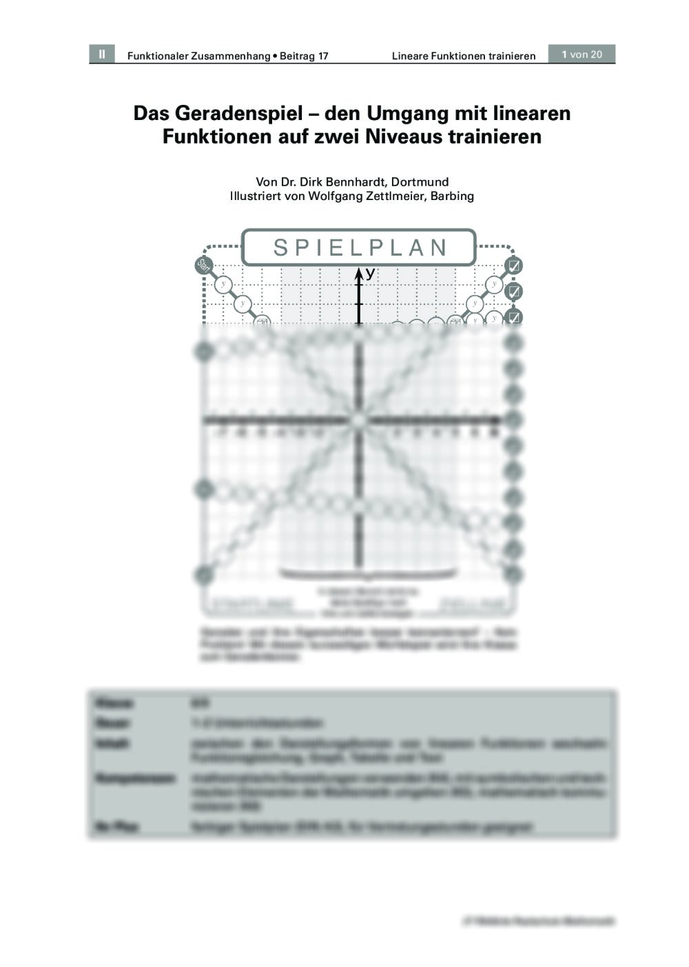 Den Umgang mit linearen Funktionen auf zwei Niveaus trainieren - Seite 1