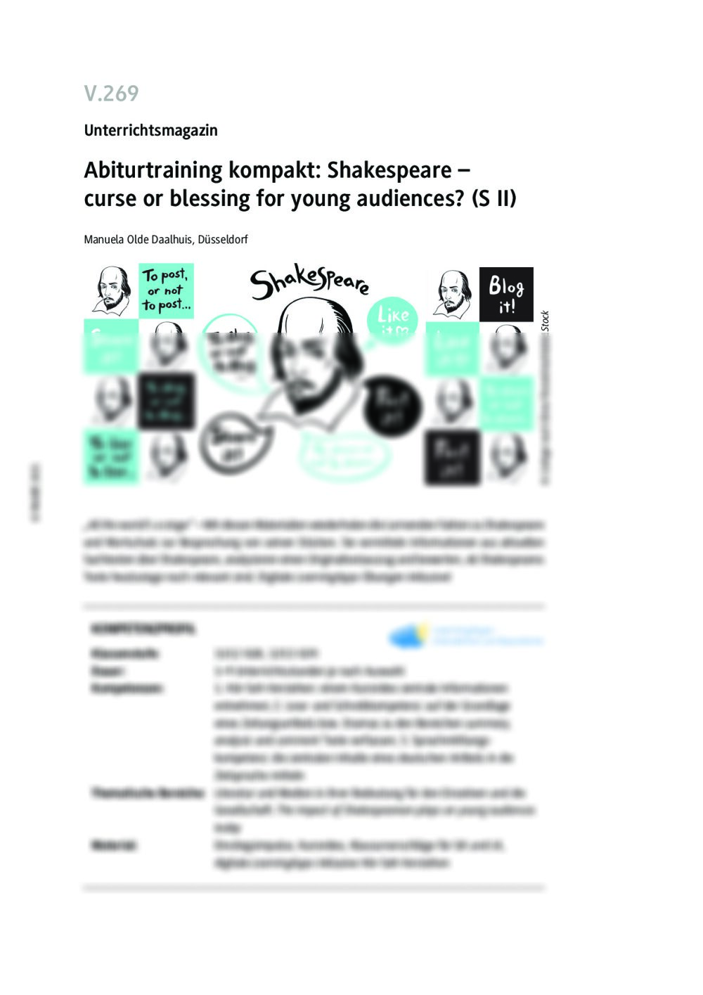 Abiturtraining kompakt: Shakespeare - curse or blessing for young audiences? - Seite 1