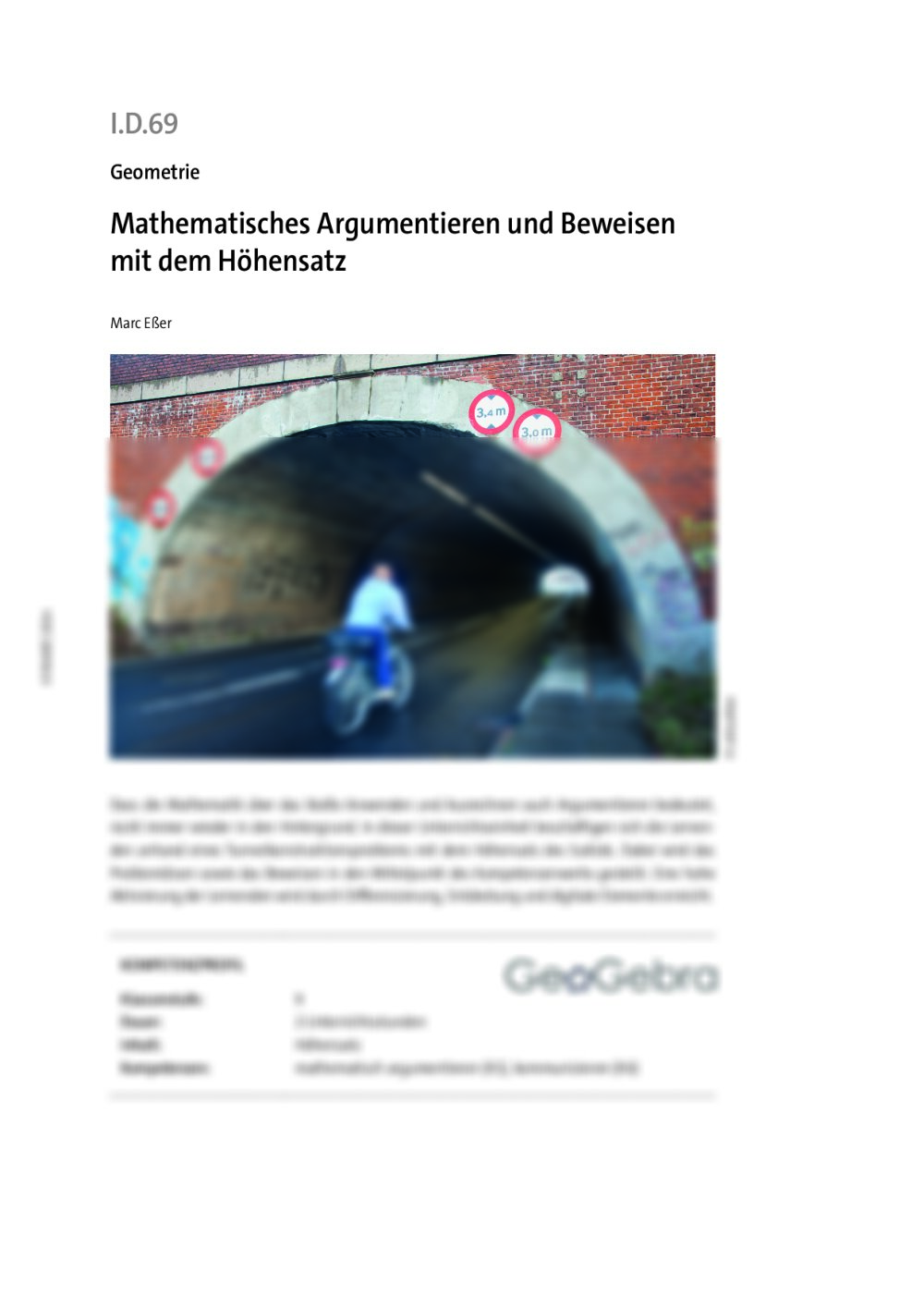 Mathematisches Argumentieren und Beweisen mit dem Höhensatz - Seite 1