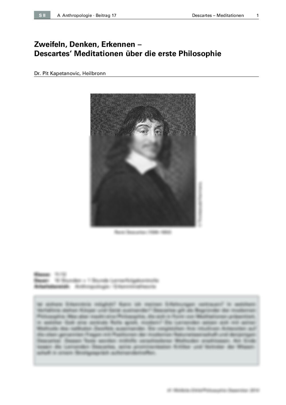 Descartes' Meditationen über die erste Philosophie - Seite 1