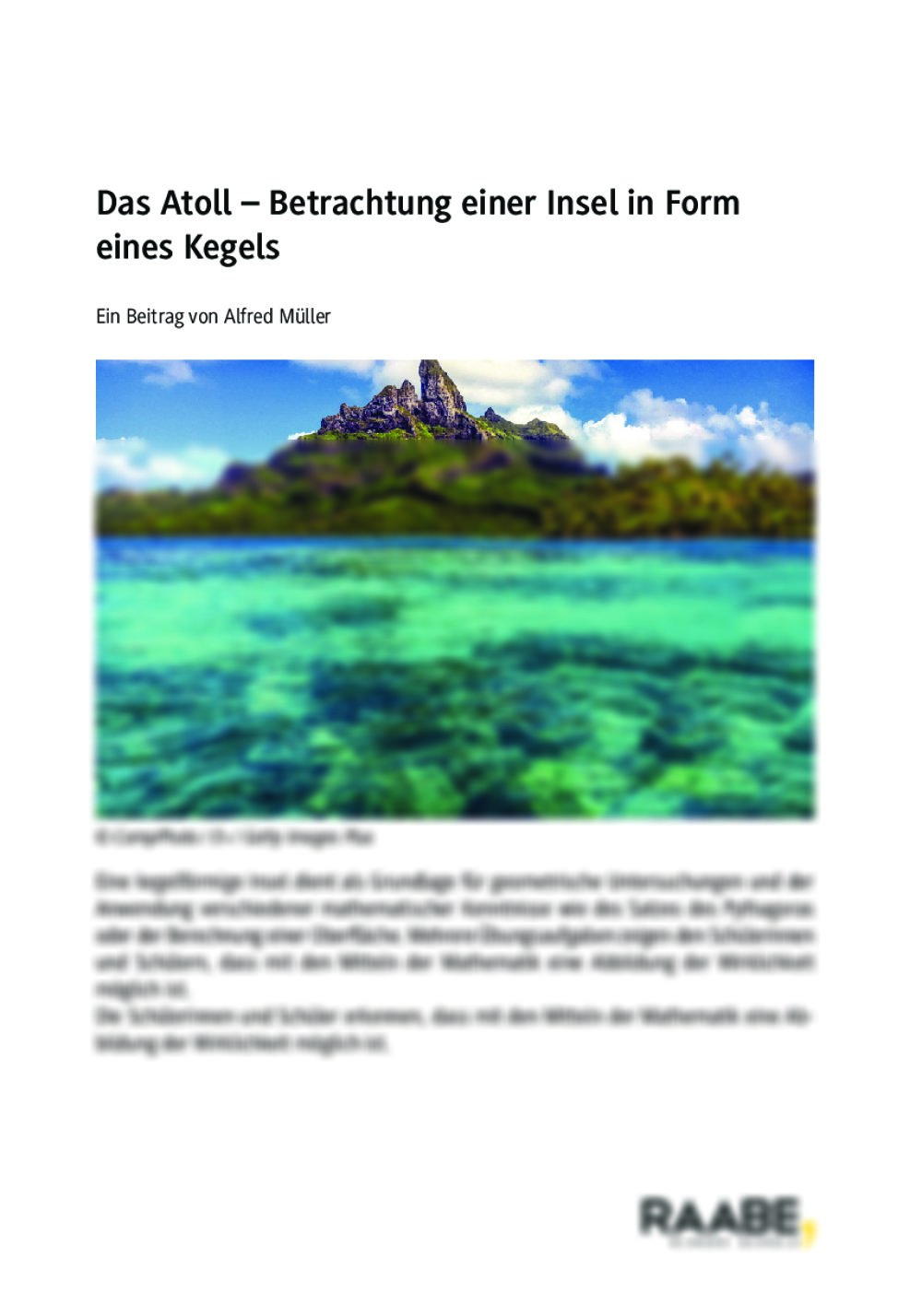 Das Atoll: Betrachtung einer Insel in Form eines Kegels - Seite 1