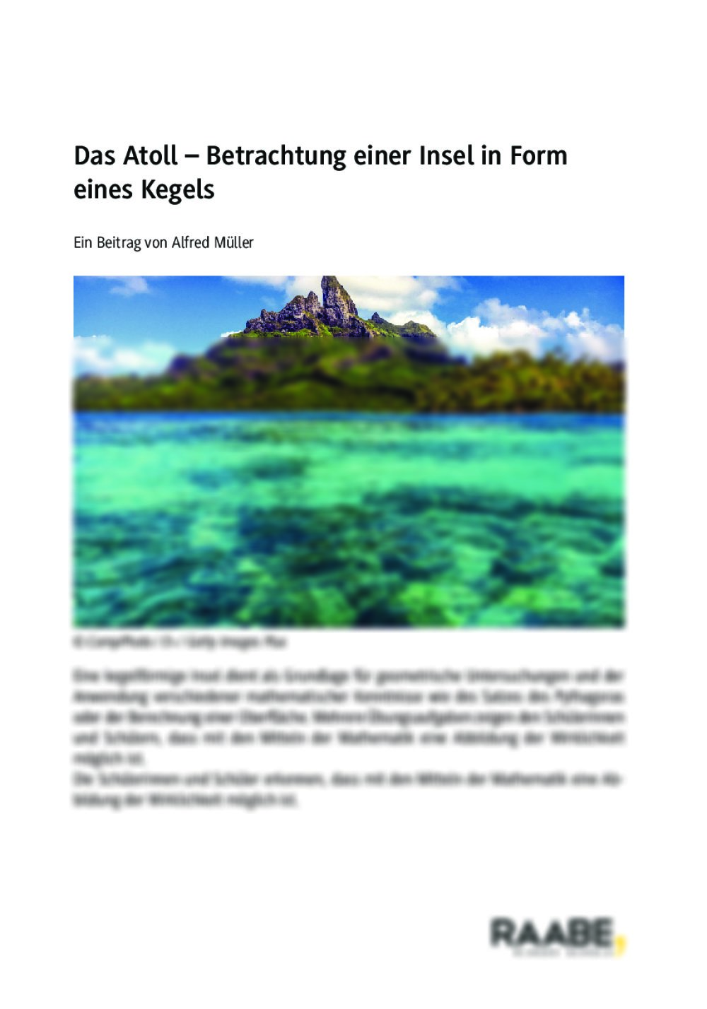 Das Atoll: Betrachtung einer Insel in Form eines Kegels - Seite 1