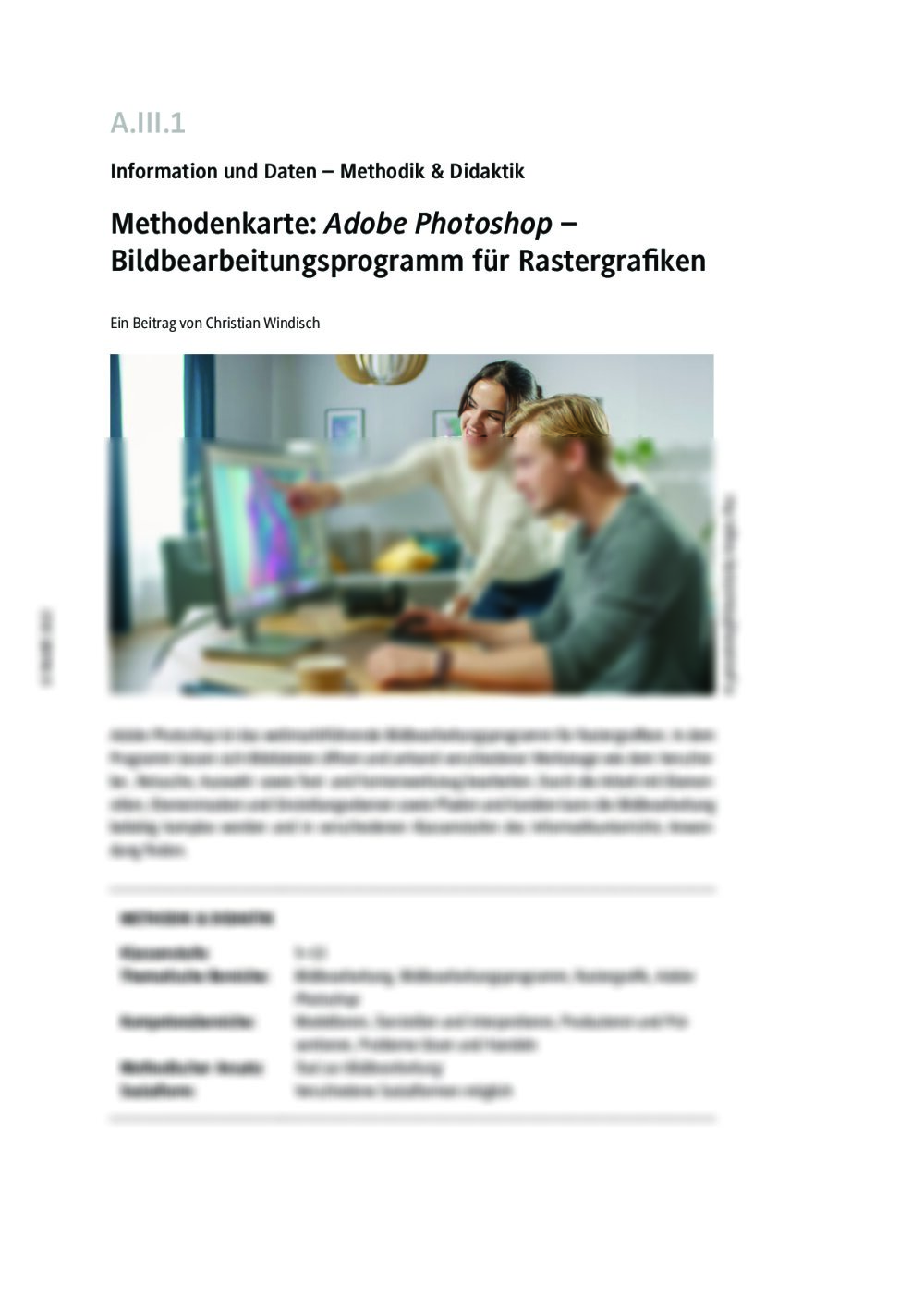 Methodenkarte: Adobe Photoshop - Seite 1