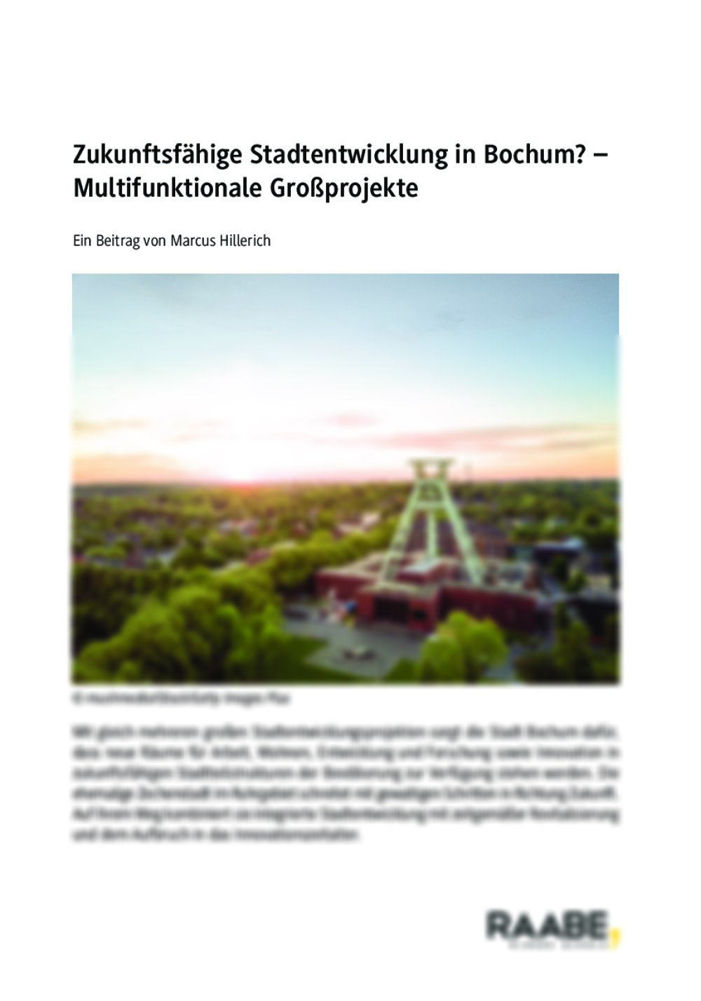 Zukunftsfähige Stadtentwicklung in Bochum? - Seite 1