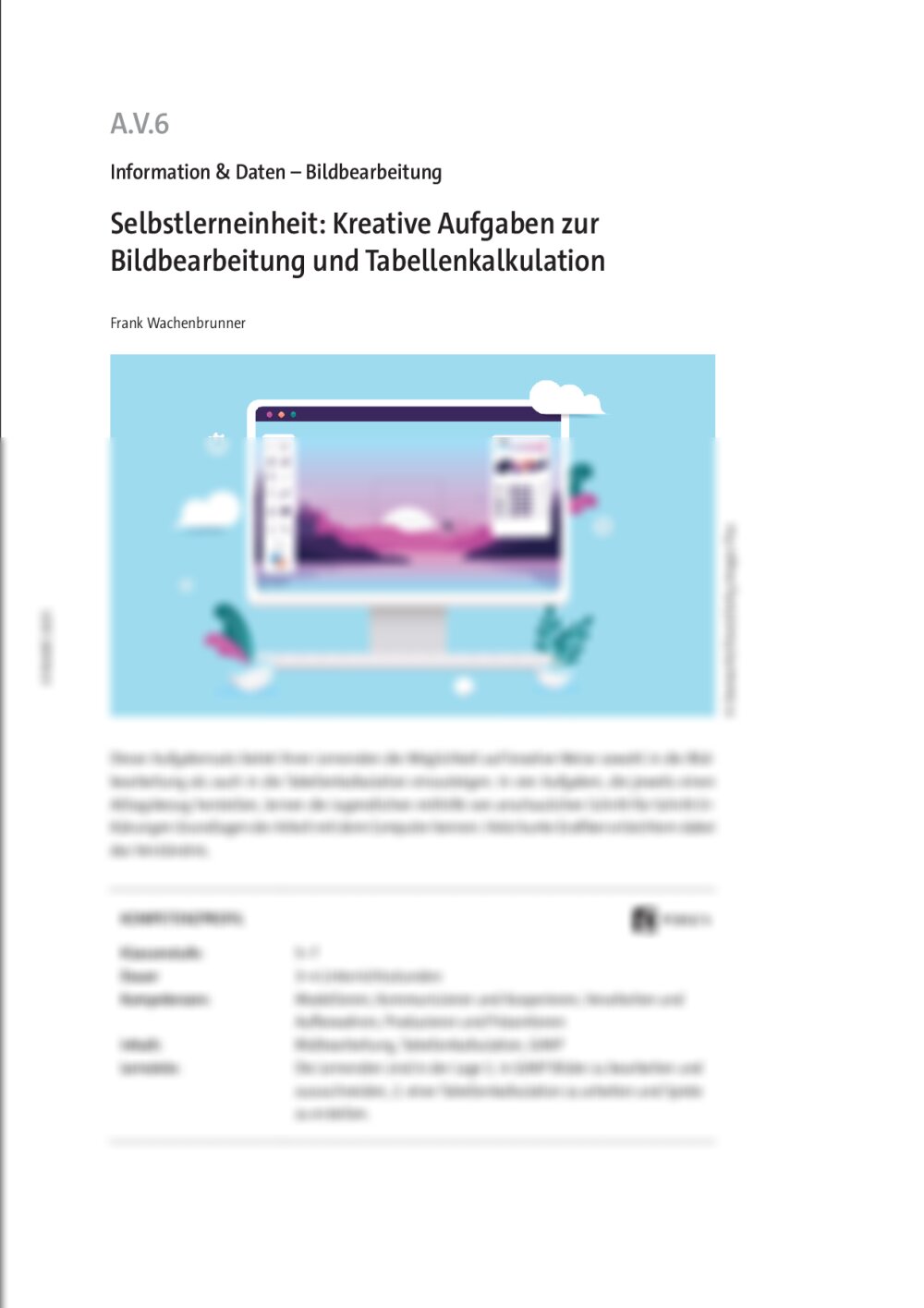 Selbstlerneinheit: Kreative Aufgaben zur Bildbearbeitung und Tabellenkalkulation - Seite 1