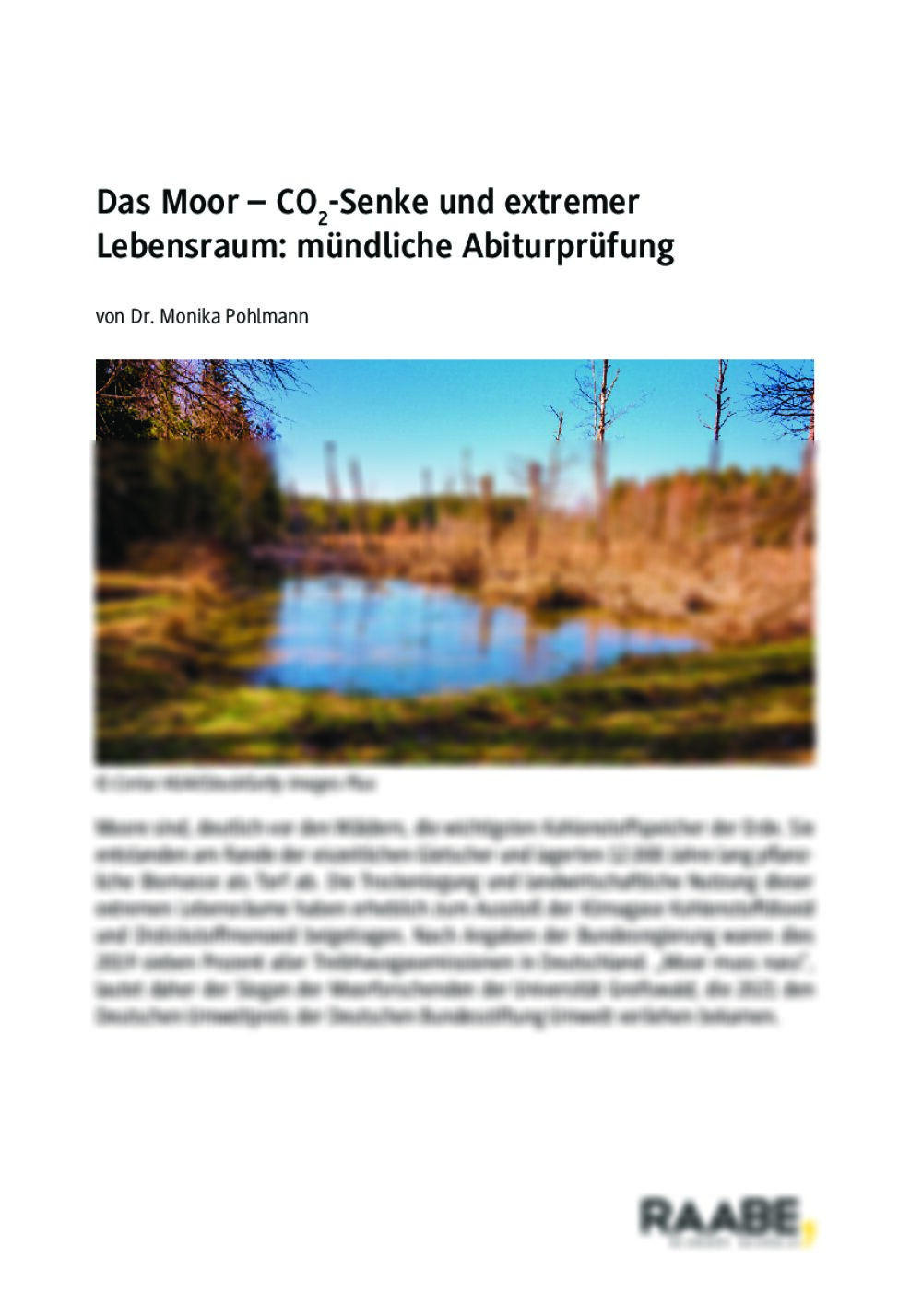 Mündliche Abiturprüfung: Das Moor, CO2-Senke und Lebensraum - Seite 1