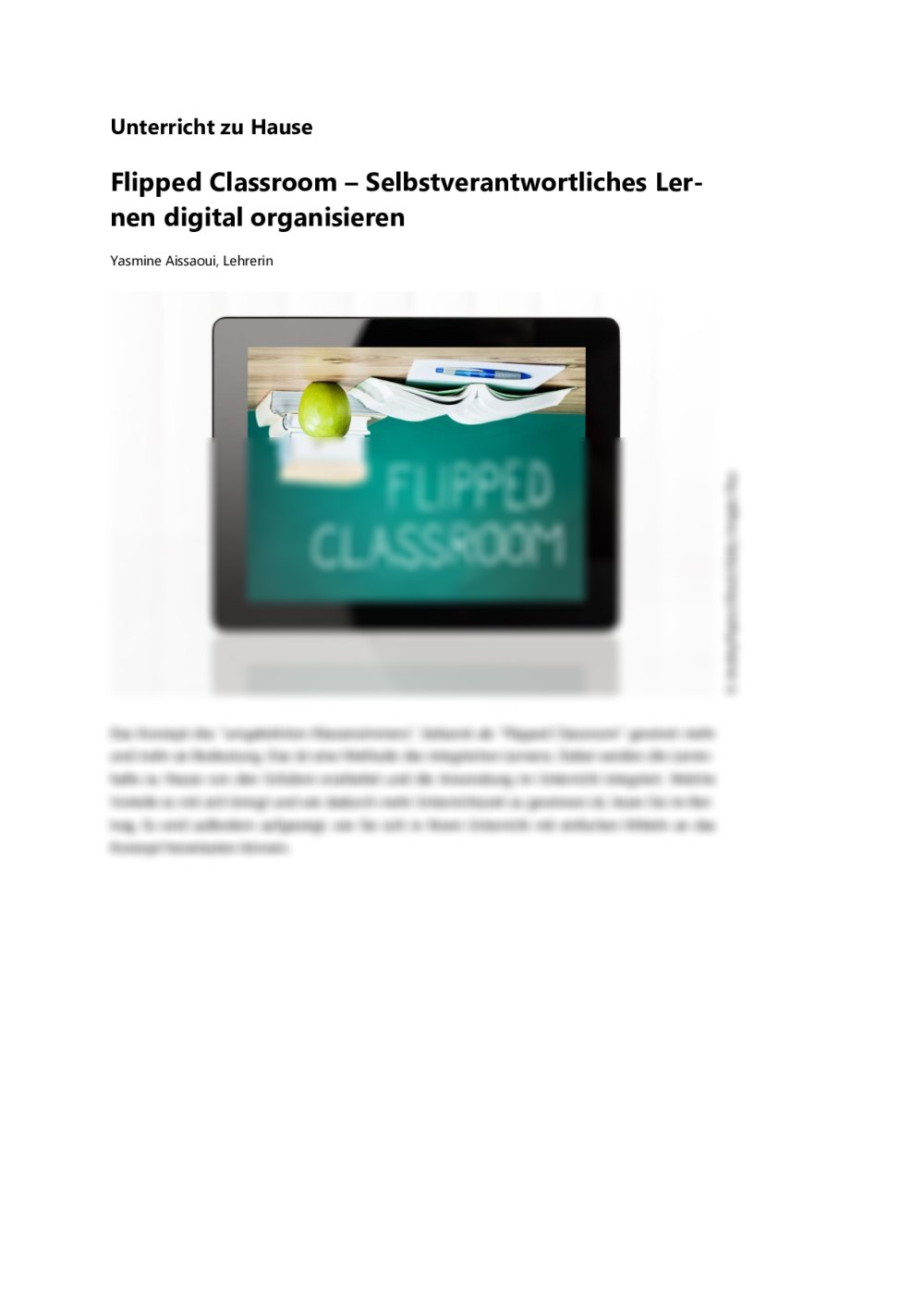 Mit Flipped Classroom selbstorganisiertes Lernen möglich machen - Seite 1