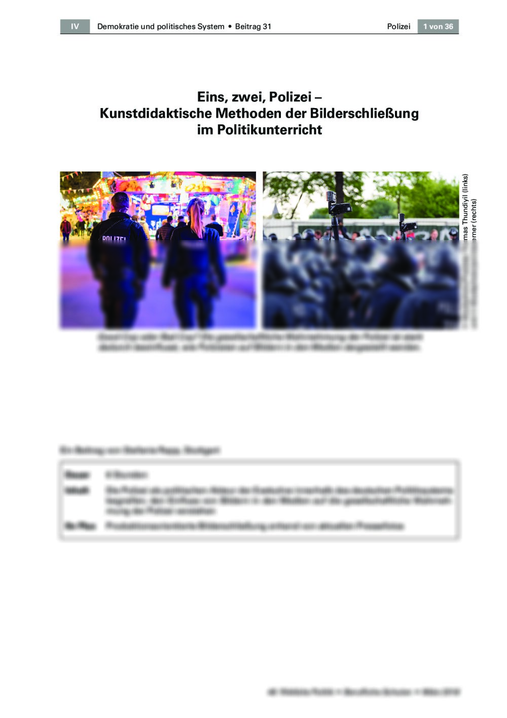 Kunstdidaktische Methoden der Bilderschließung im Politikunterricht - Seite 1