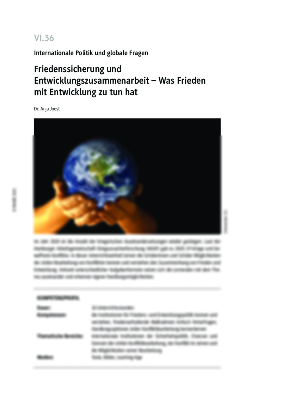 Friedenssicherung und Entwicklungszusammenarbeit - Seite 1