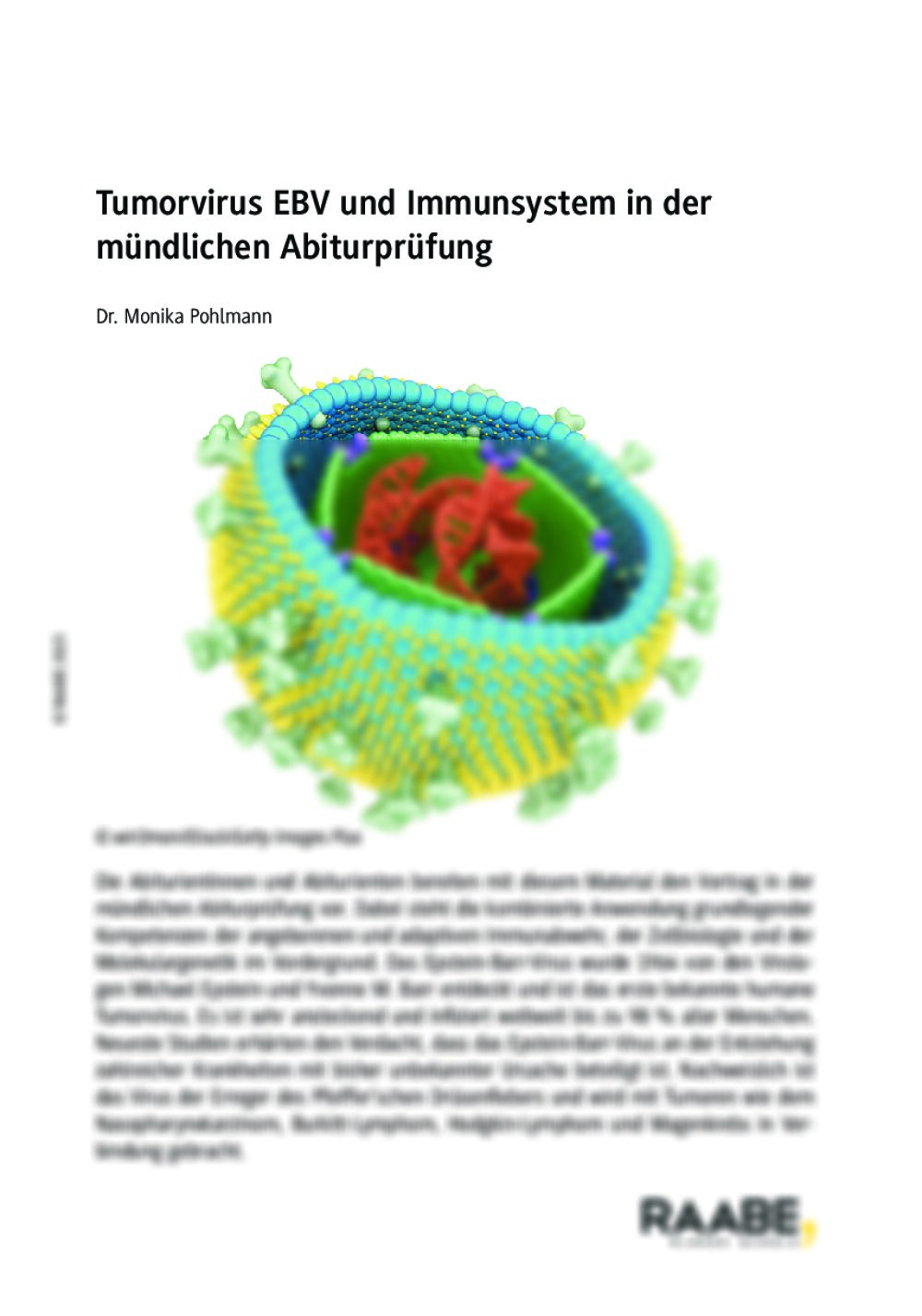 Tumorvirus EBV und Immunsystem in der mündlichen Abiturprüfung  - Seite 1