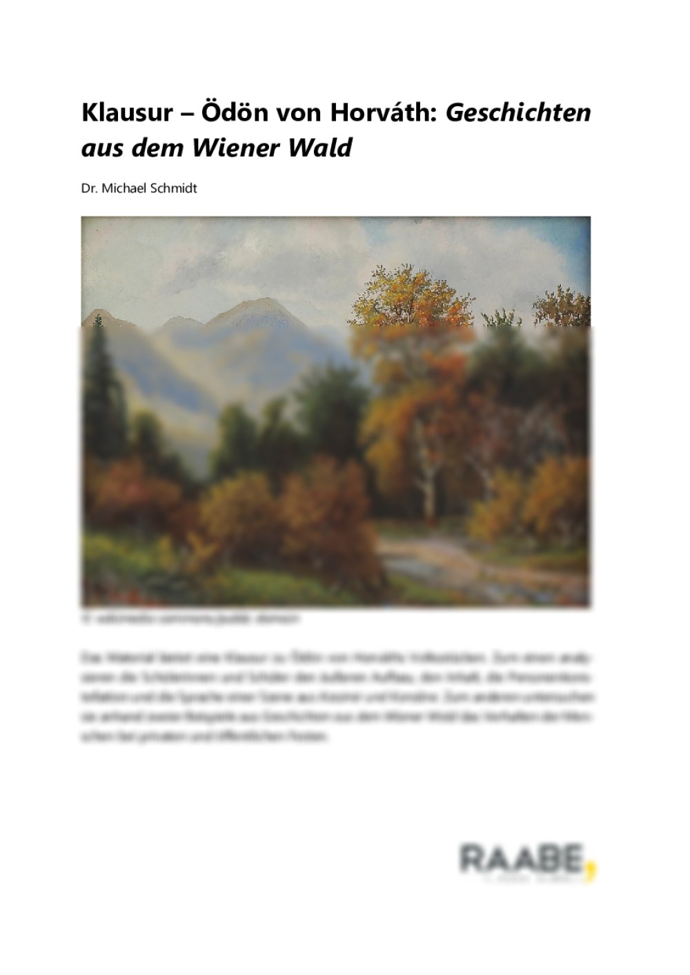 Klausur – Ödön von Horváth: Geschichten aus dem Wiener Wald - Seite 1