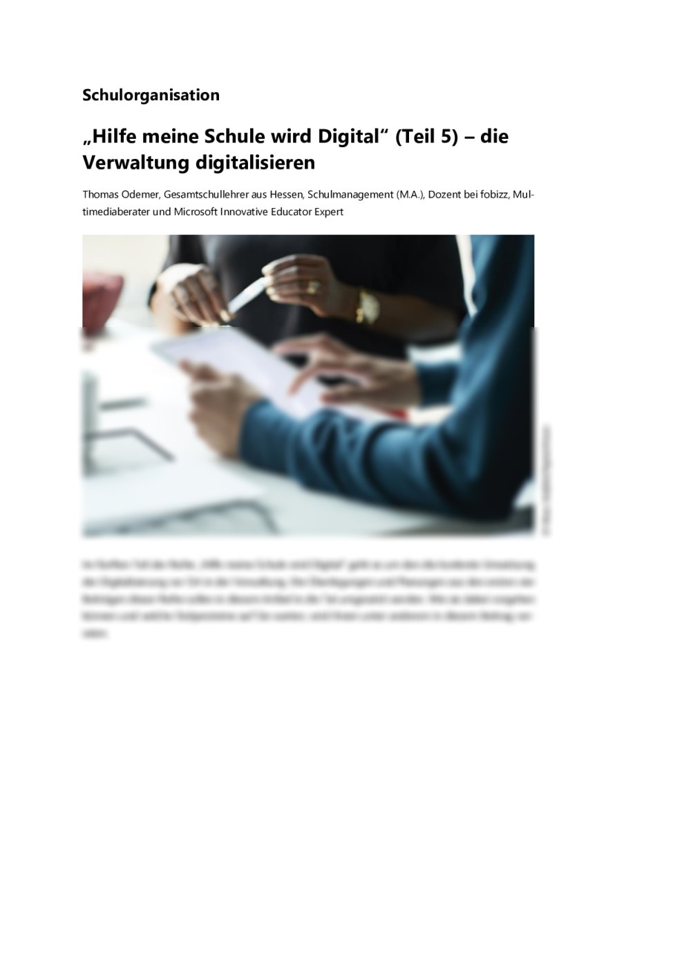 „Hilfe meine Schule wird Digital“ (Teil 5) – die Verwaltung digitalisieren - Seite 1